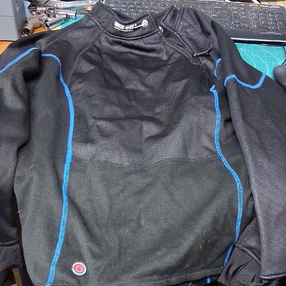 Men's Black and Blue Motorcycle Freez-out Thermal Protection Top - Picture 1 of 5